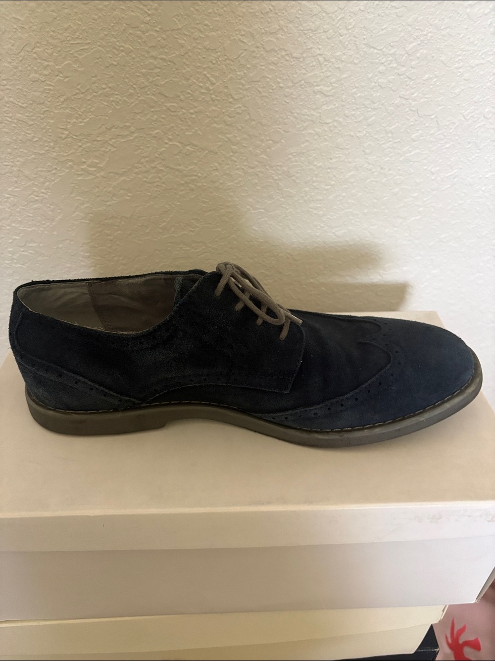 Calvin Klein Men's Navy Suede Wingtip Derby